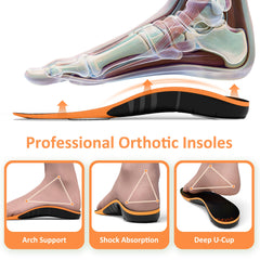 Deep heel cup keeps foot secure during walking and standing.
