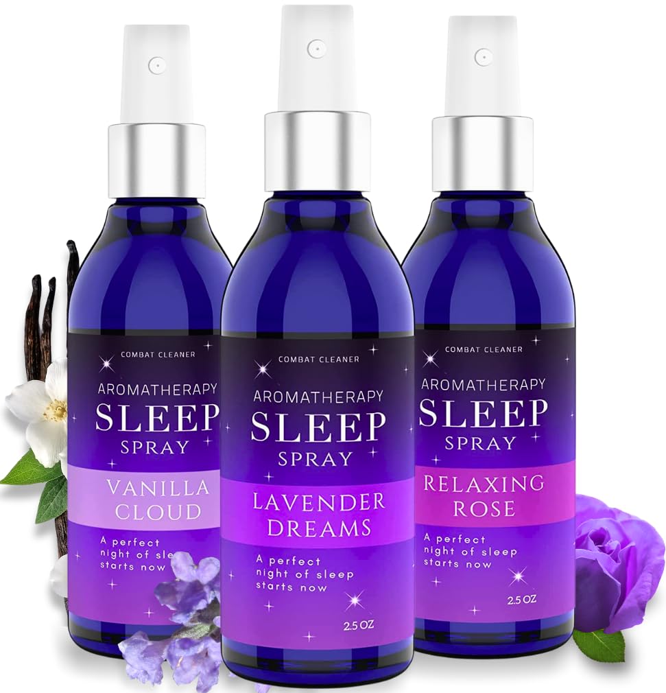 Combat Cleaner Pillow Sleep Spray Lavender bottle promotes deep sleep and relaxation.