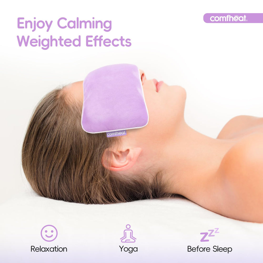 Comfheat eye pillow with soft velvet cover feels gentle on skin.