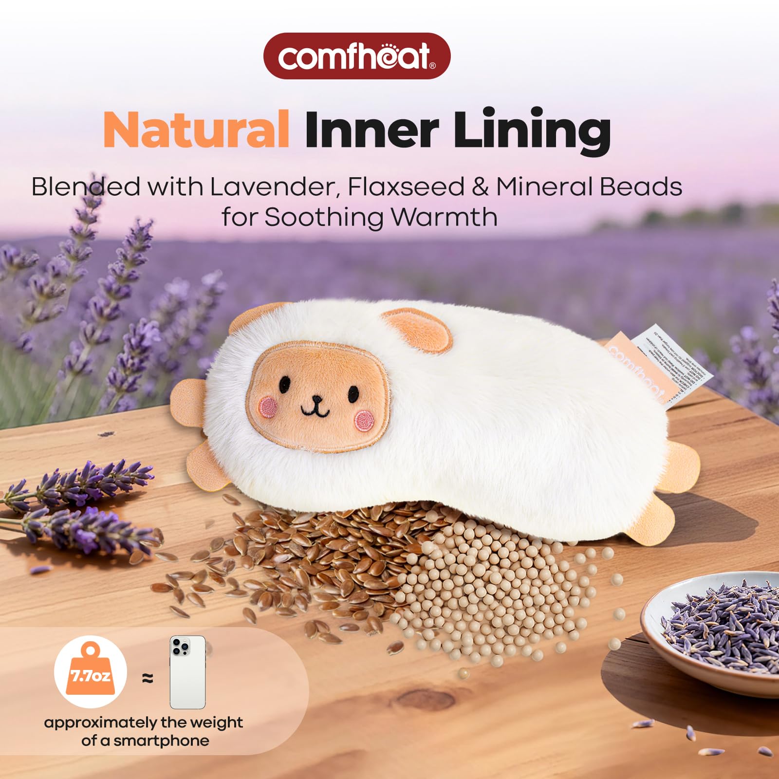 Comfheat eye pillow microwave-ready for moist heat therapy to ease tired eyes