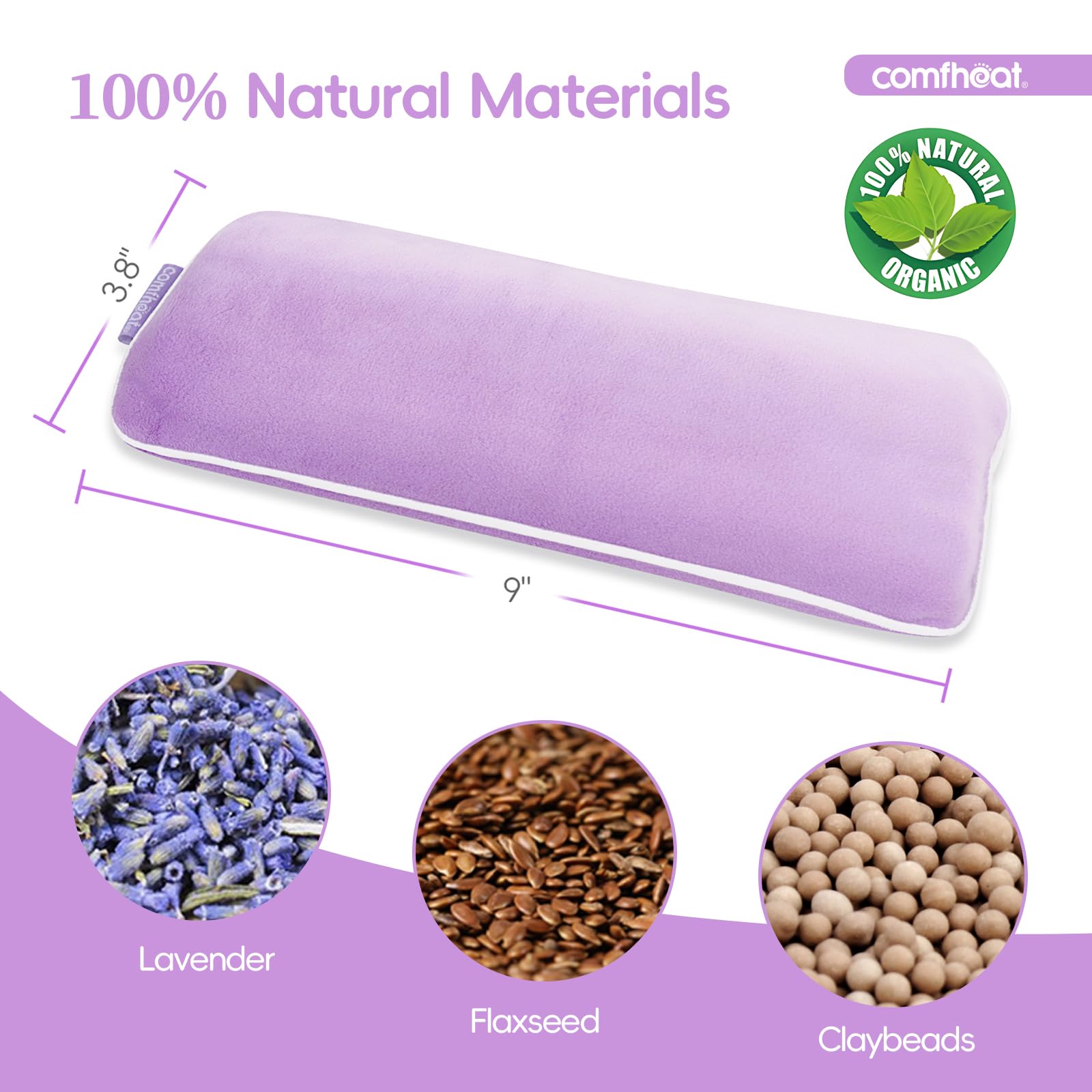 Comfheat microwave hot compress provides moist heat for eye comfort.