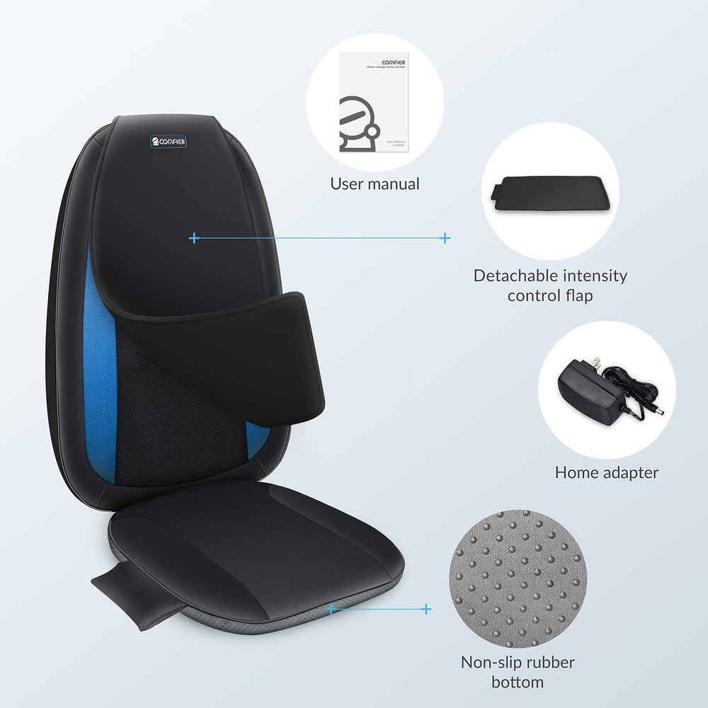 COMFIER shiatsu massage pad works on sofa or office chair for convenient relief.