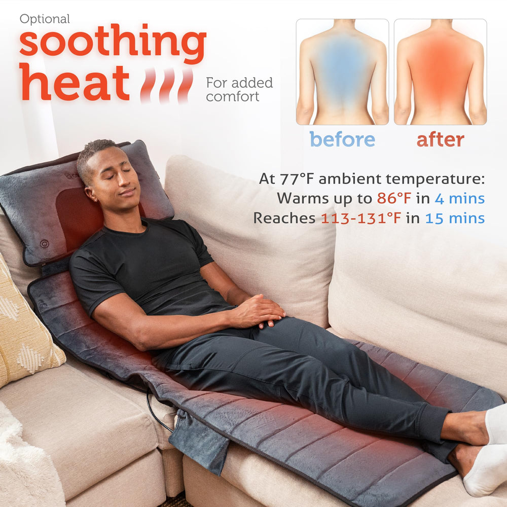 COMFIER heating pads provide soothing warmth along back and legs.