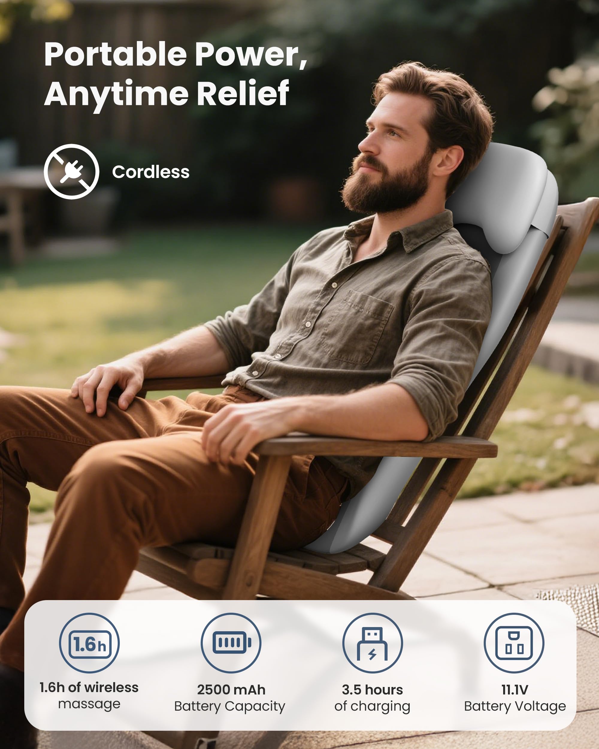 Front view of COMFIER massager showing heat function for soothing warmth