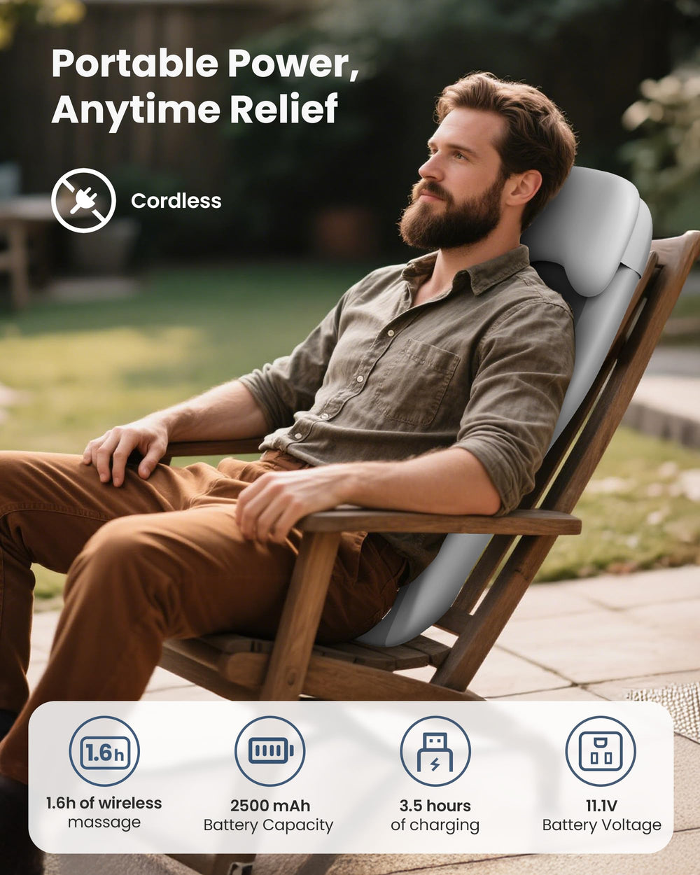 Front view of COMFIER massager showing heat function for soothing warmth