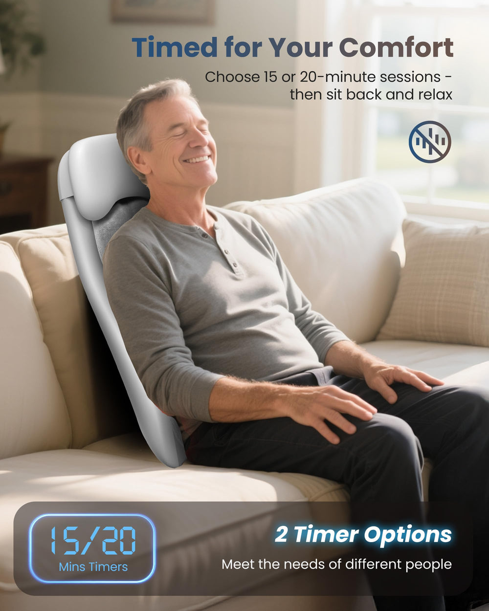 Removable pillow on COMFIER massager for extra support