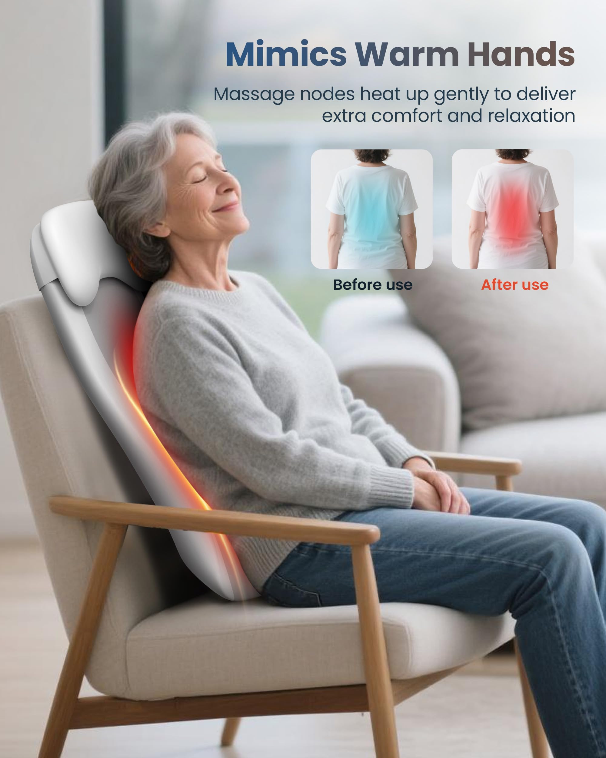 Spot massage focus on a precise area of the back with COMFIER