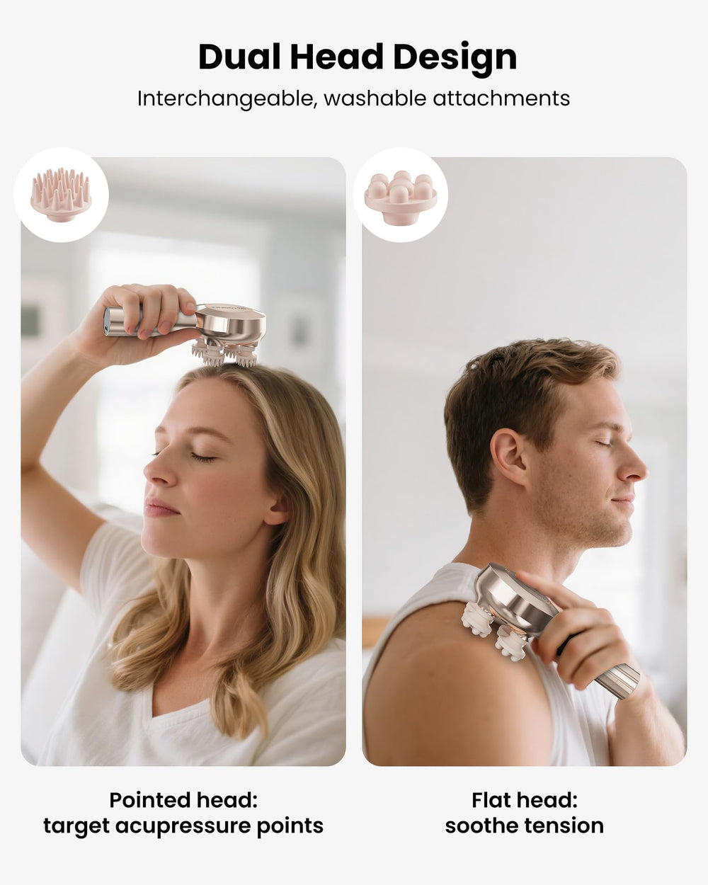 COMFIER dual-head design with flat and pointed tips targets scalp tension.