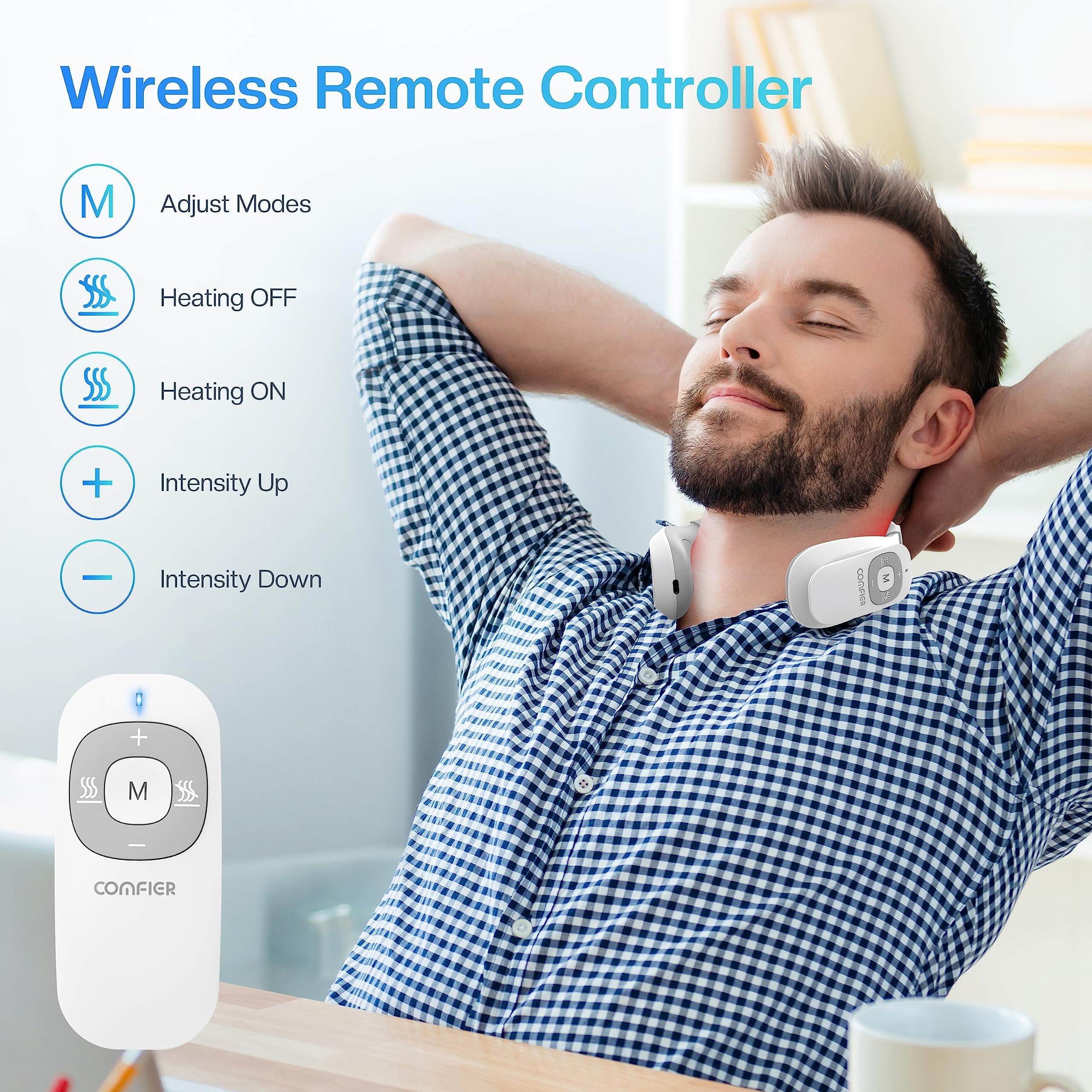 COMFIER ergonomic neck pads provide secure fit for various neck sizes