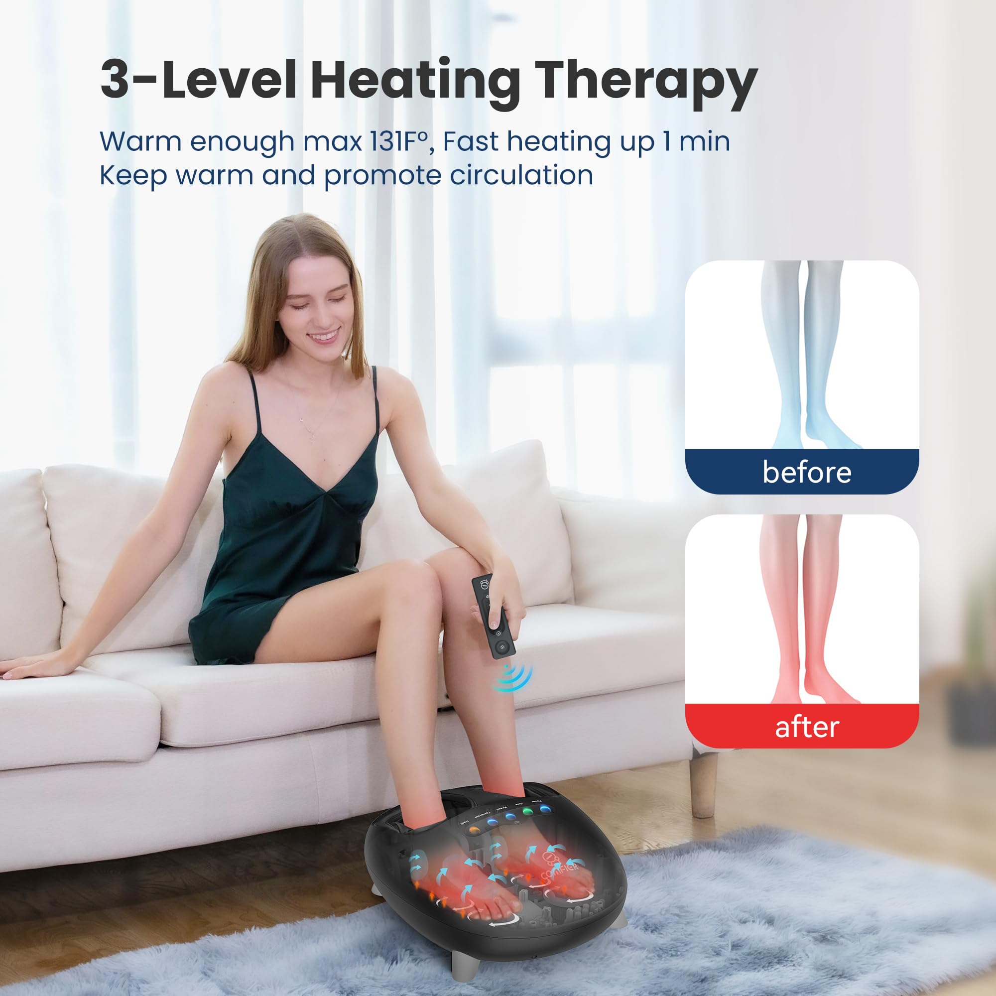 COMFIER heated massage enhances warmth and circulation for restful evenings