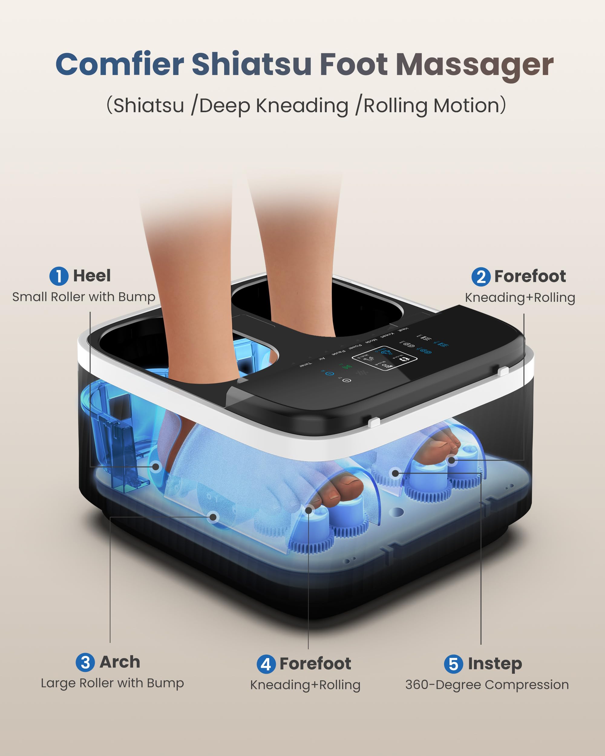 COMFIER foot massager kneading mode relieves daily foot tension
