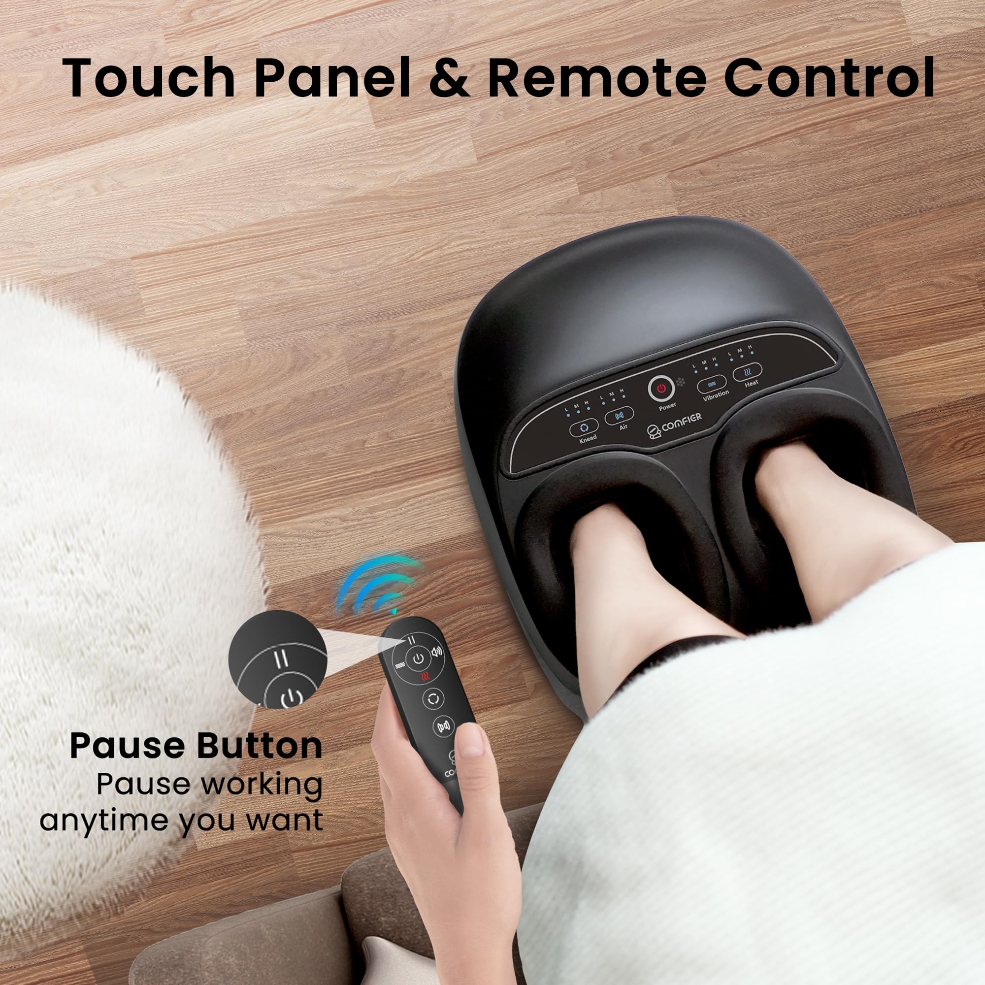 COMFIER foot massager pause feature lets you resume without losing time