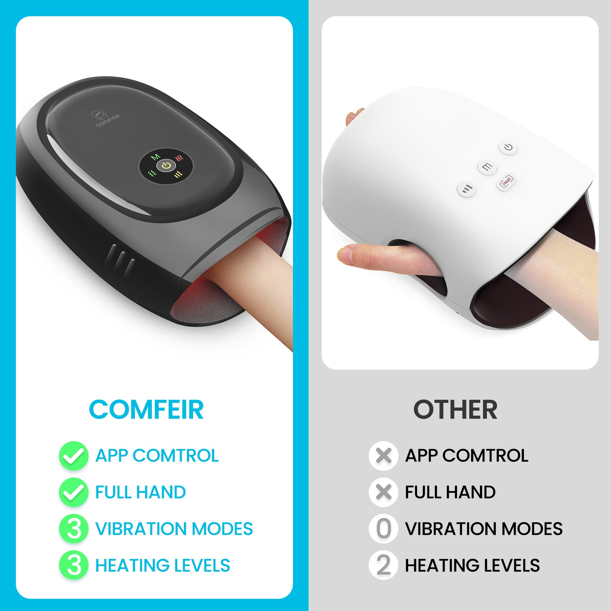 COMFIER hand massager app control lets you customize sessions.