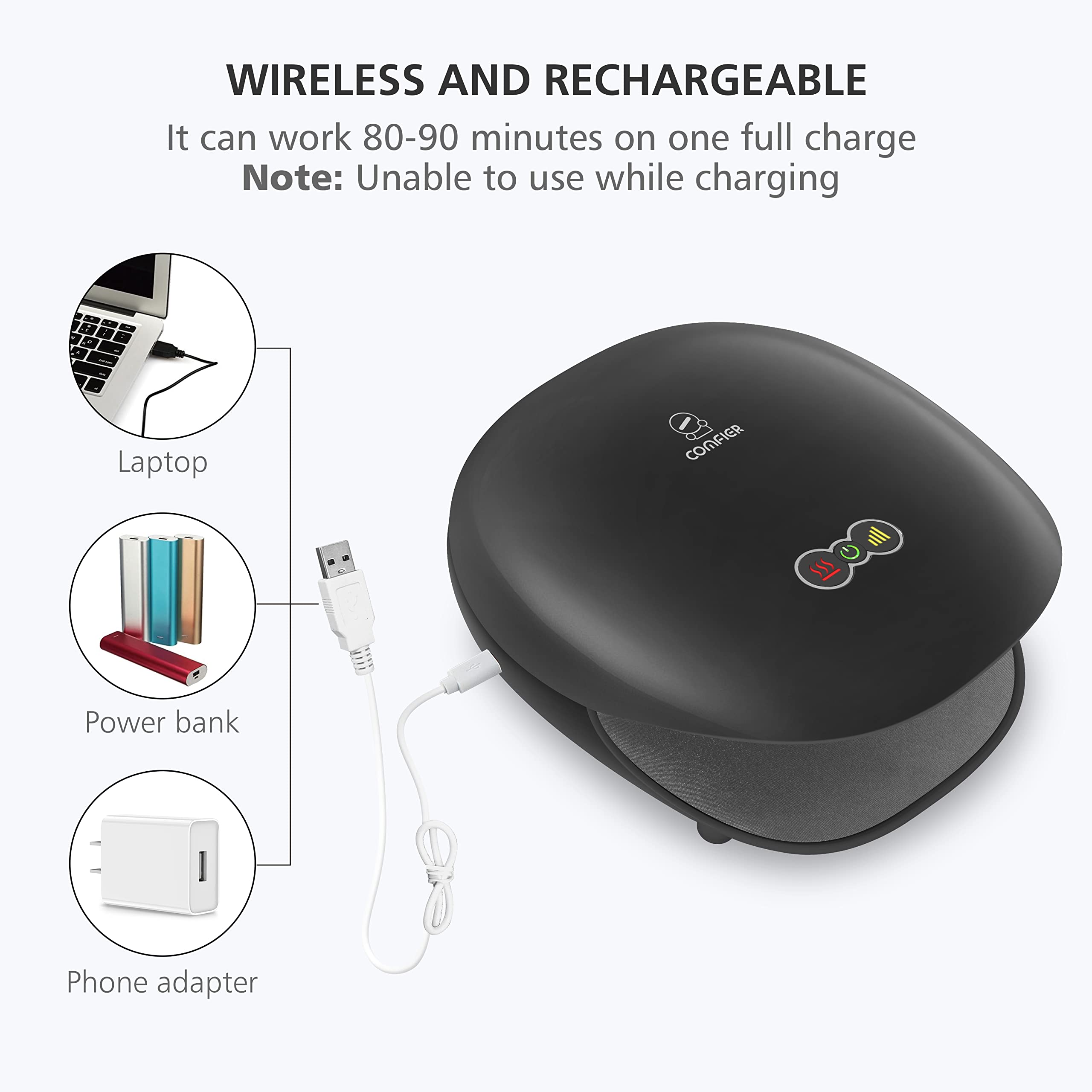 COMFIER Hand Massager with Heat compact portable design for travel.