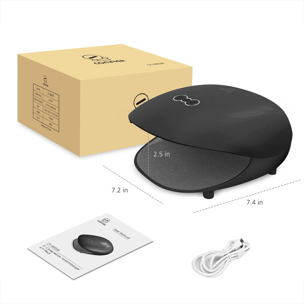 COMFIER Hand Massager with Heat in use at desk for quick relief.