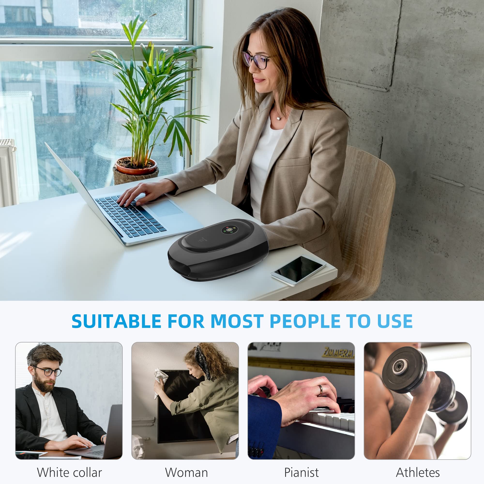 COMFIER hand massager heat warmth focused on the palm area.