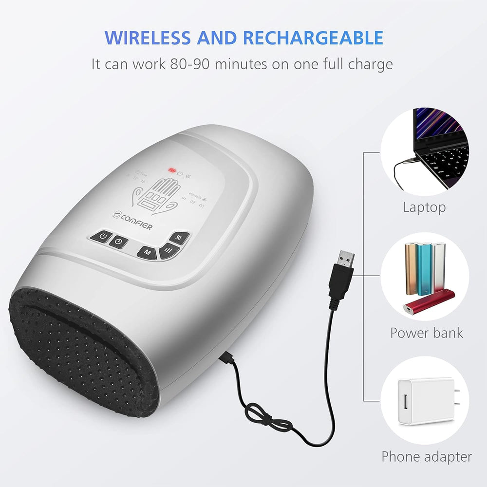 COMFIER Hand Massager in use during a relaxed session.