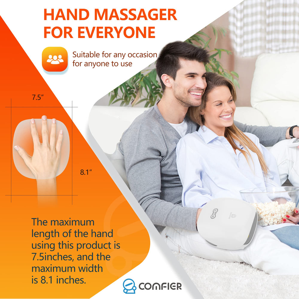 COMFIER wireless hand massager used at desk for finger relief