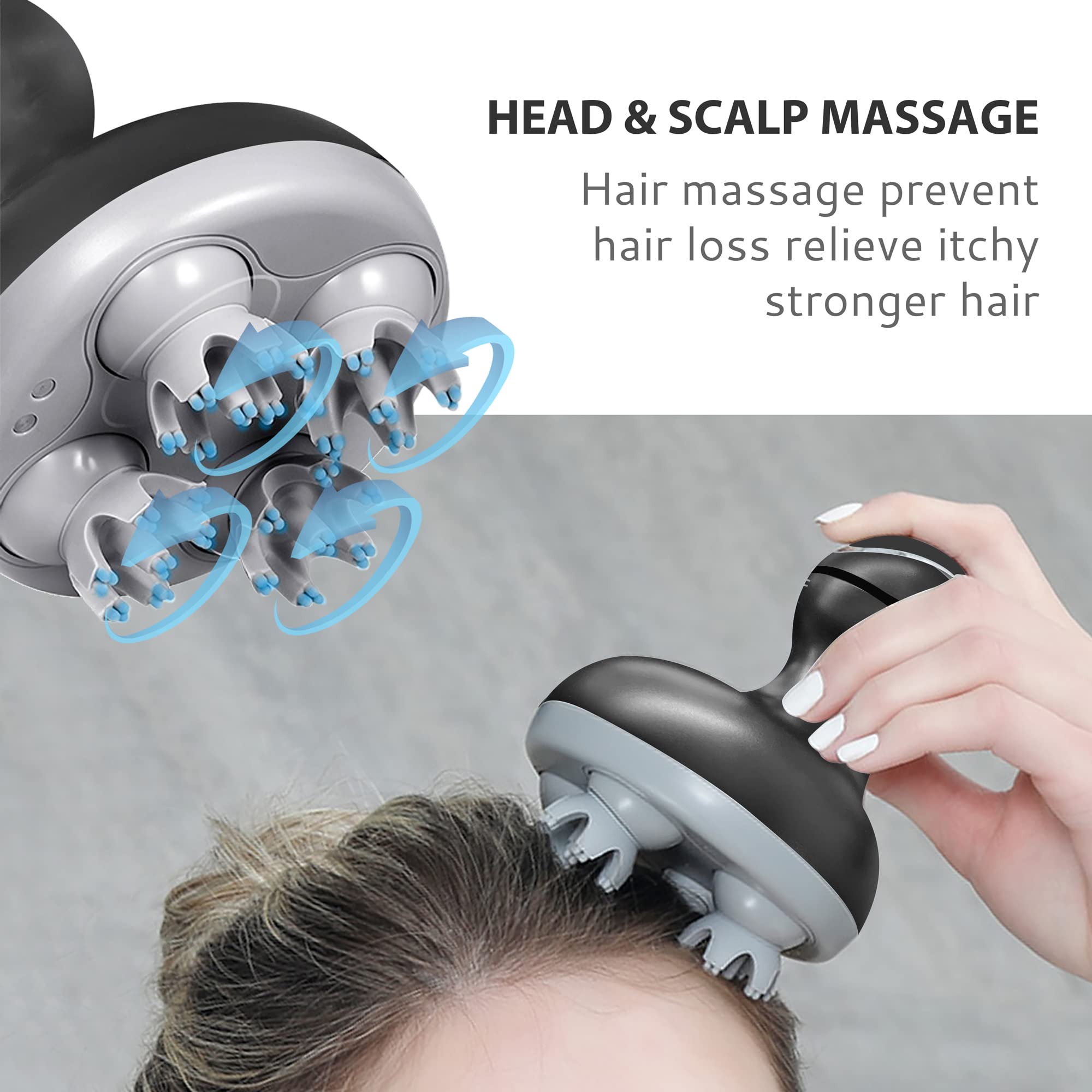 COMFIER head massager four heads in action shows deep kneading relief