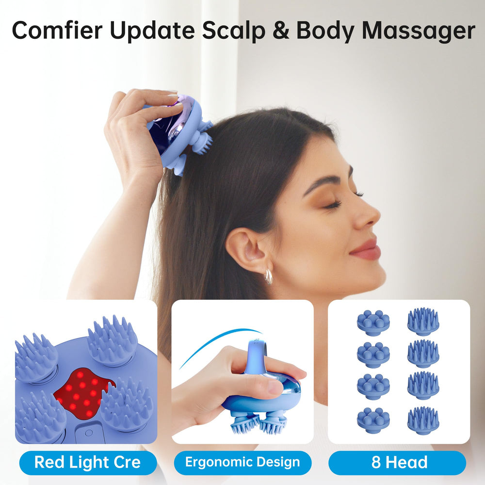 COMFIER head massager with silicone heads for gentle skin-friendly massage.