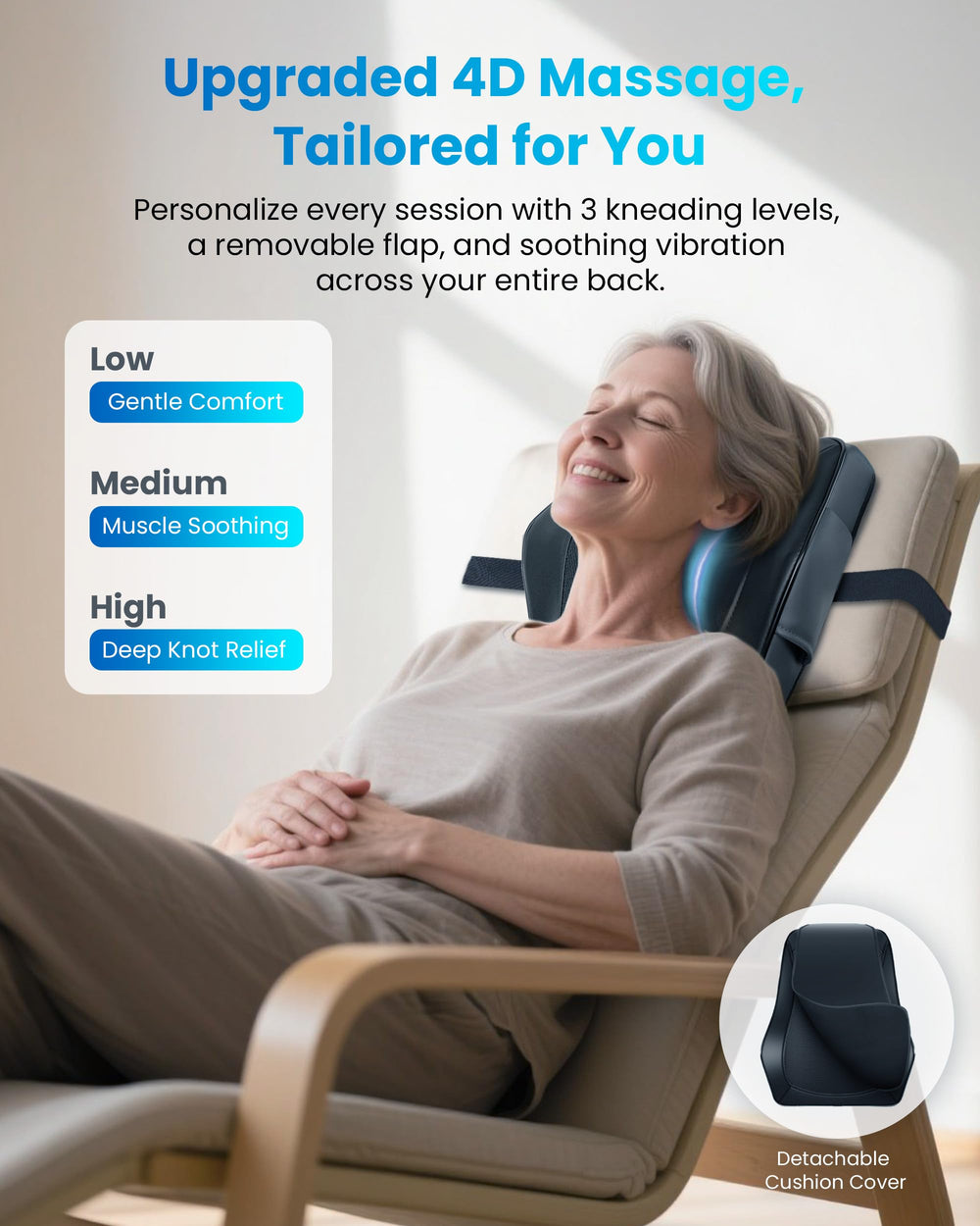 COMFIER heat with three levels provides gentle warmth during massage