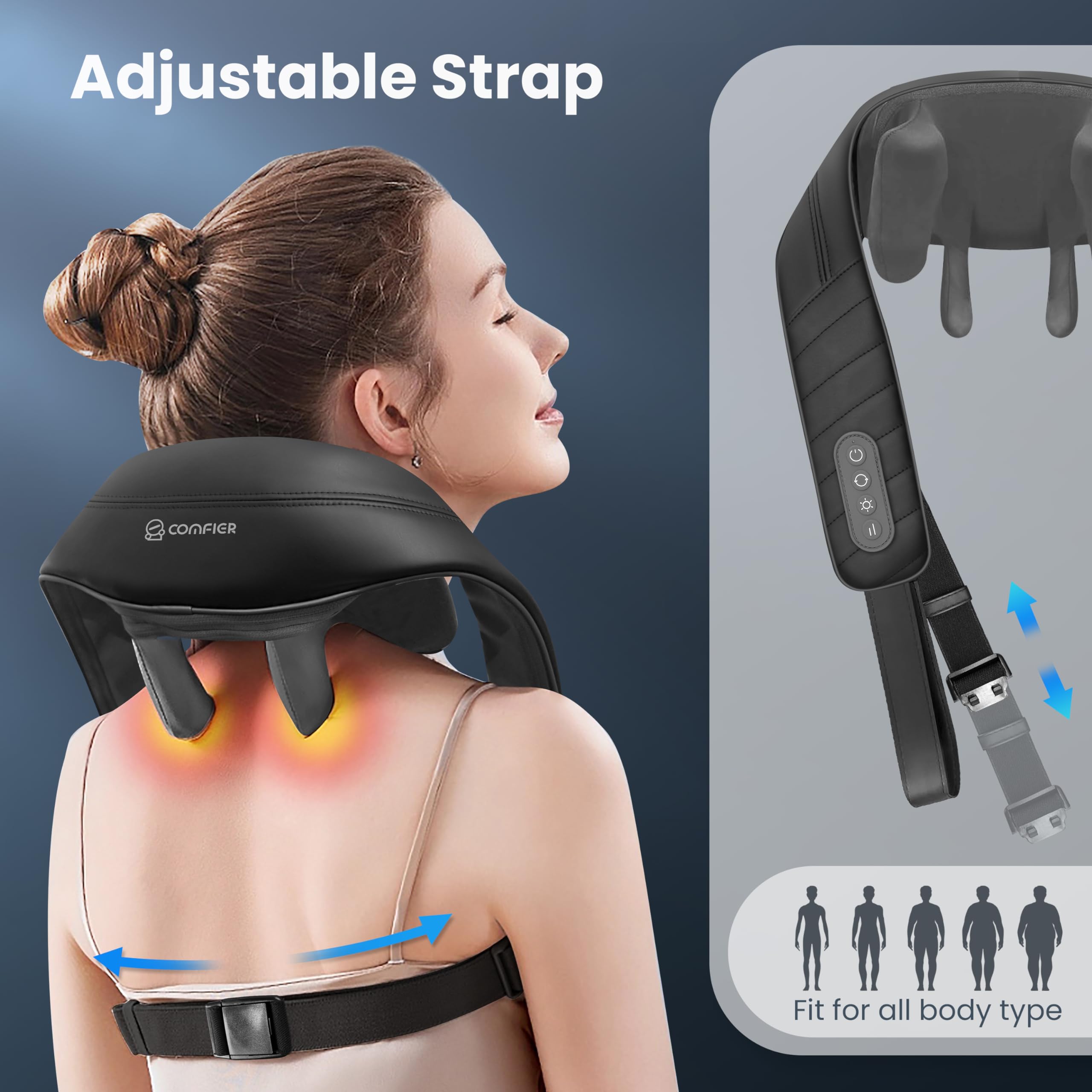 COMFIER heat zones provide comforting warmth during massage sessions.
