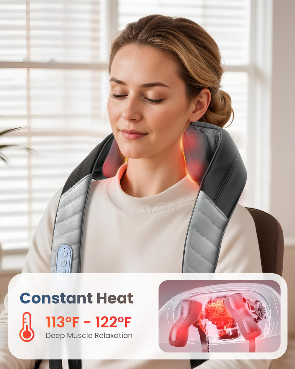 COMFIER heating function close-up shows deeper relaxation potential