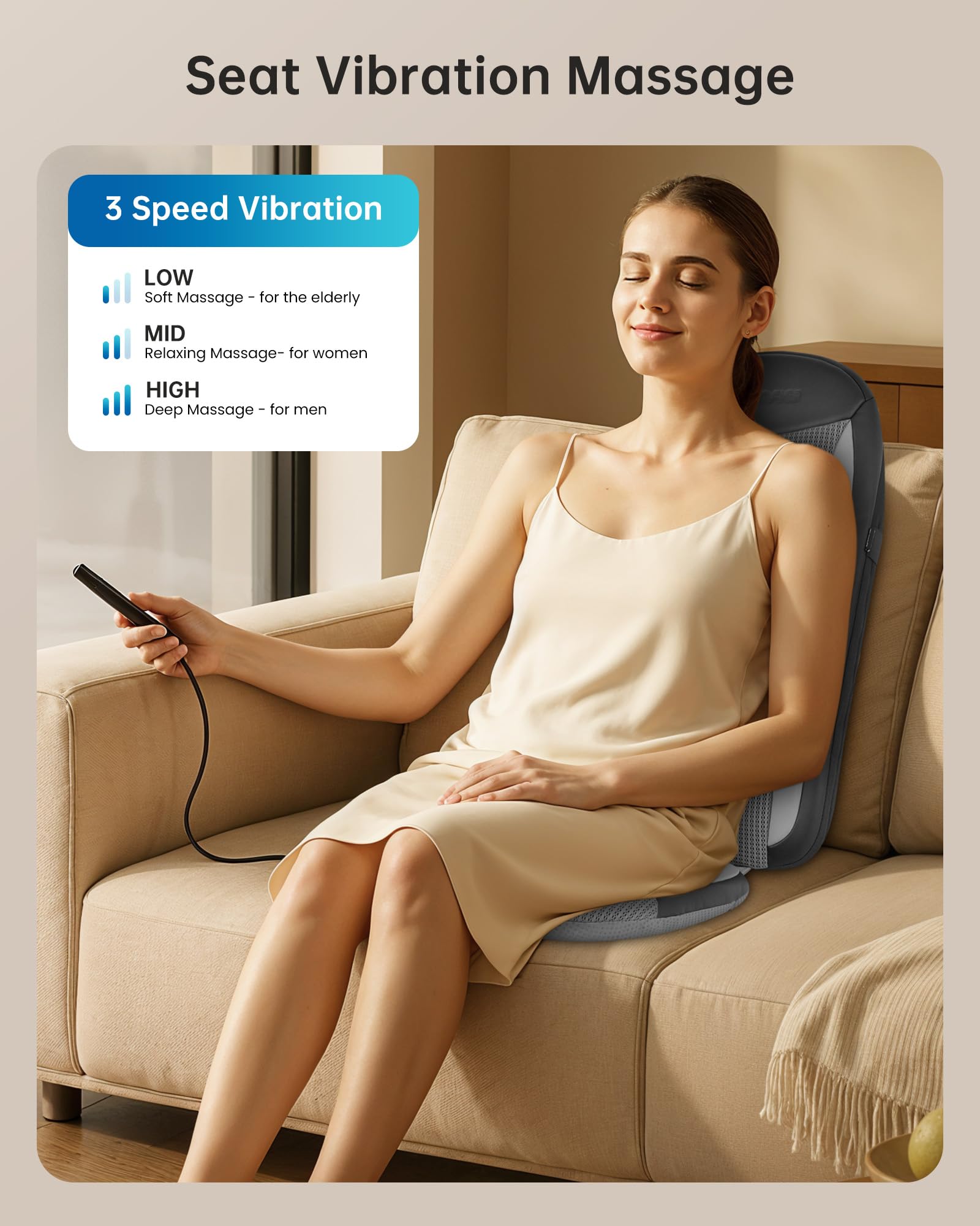 COMFIER infrared heat therapy warms muscles during relaxation.