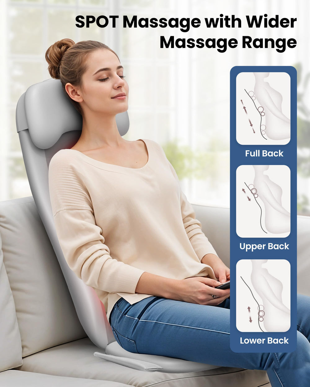 COMFIER kneading and vibration intensities offer personalised comfort
