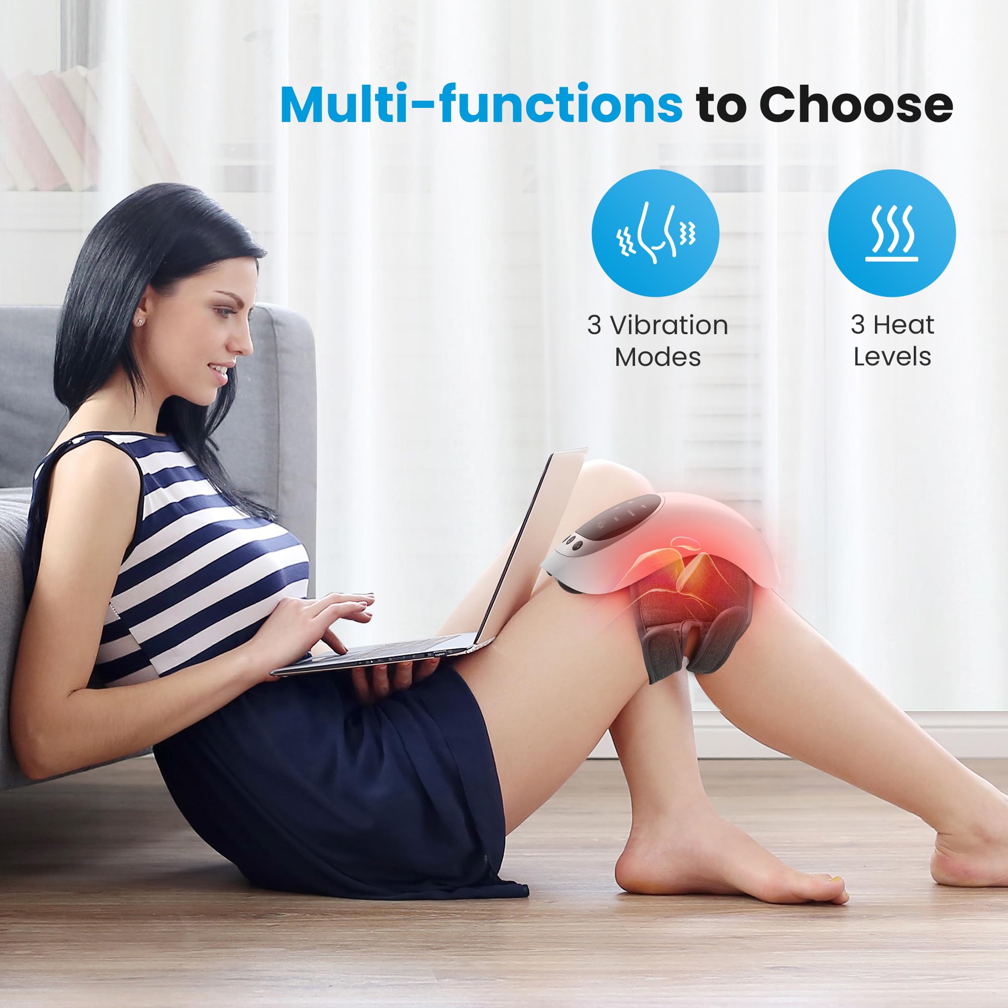 COMFIER knee massager heat levels 105–140°F for targeted warmth.