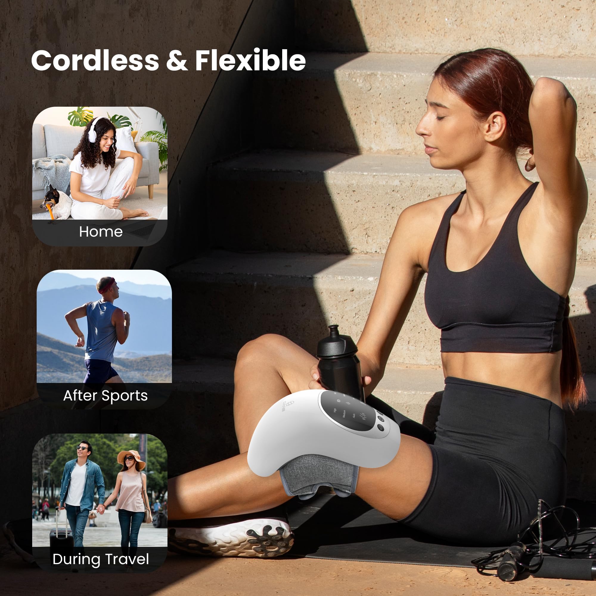 COMFIER knee massager large LED screen for easy control.