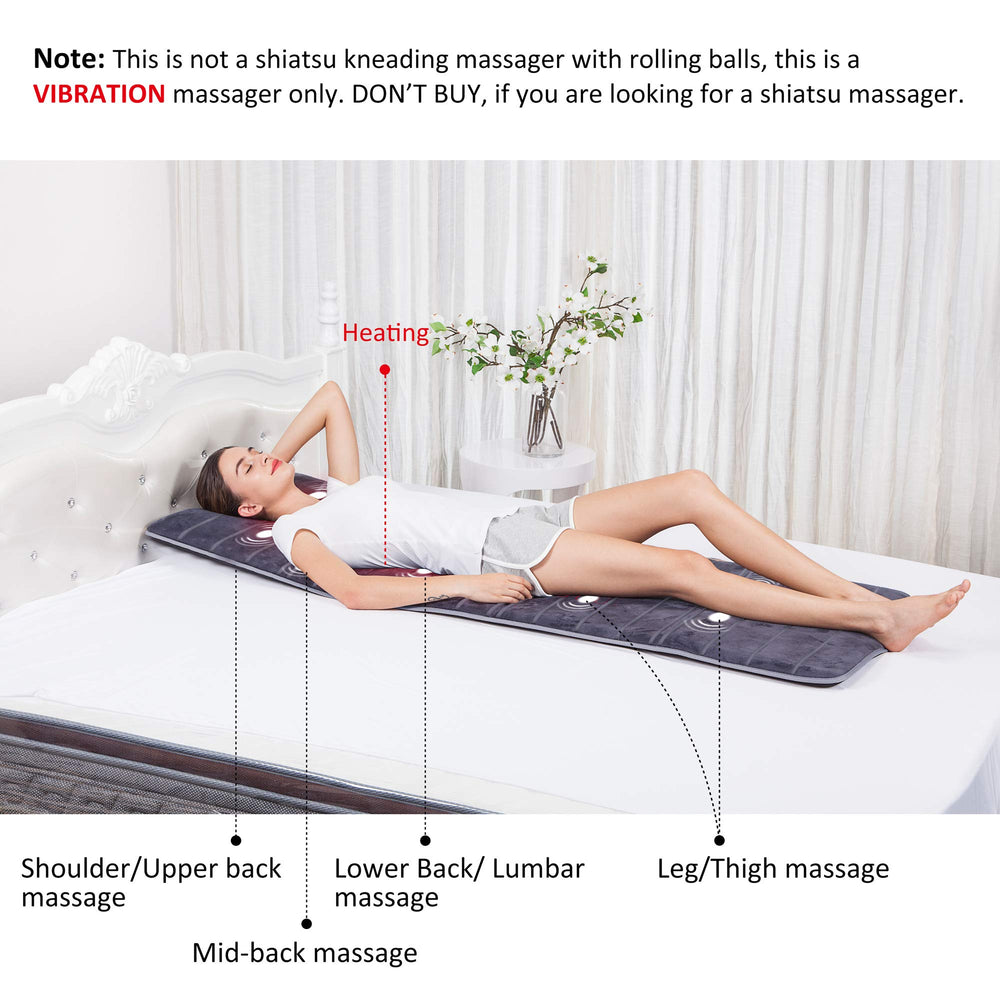 Close-up of COMFIER massage mat showing 10 vibrators for targeted relief