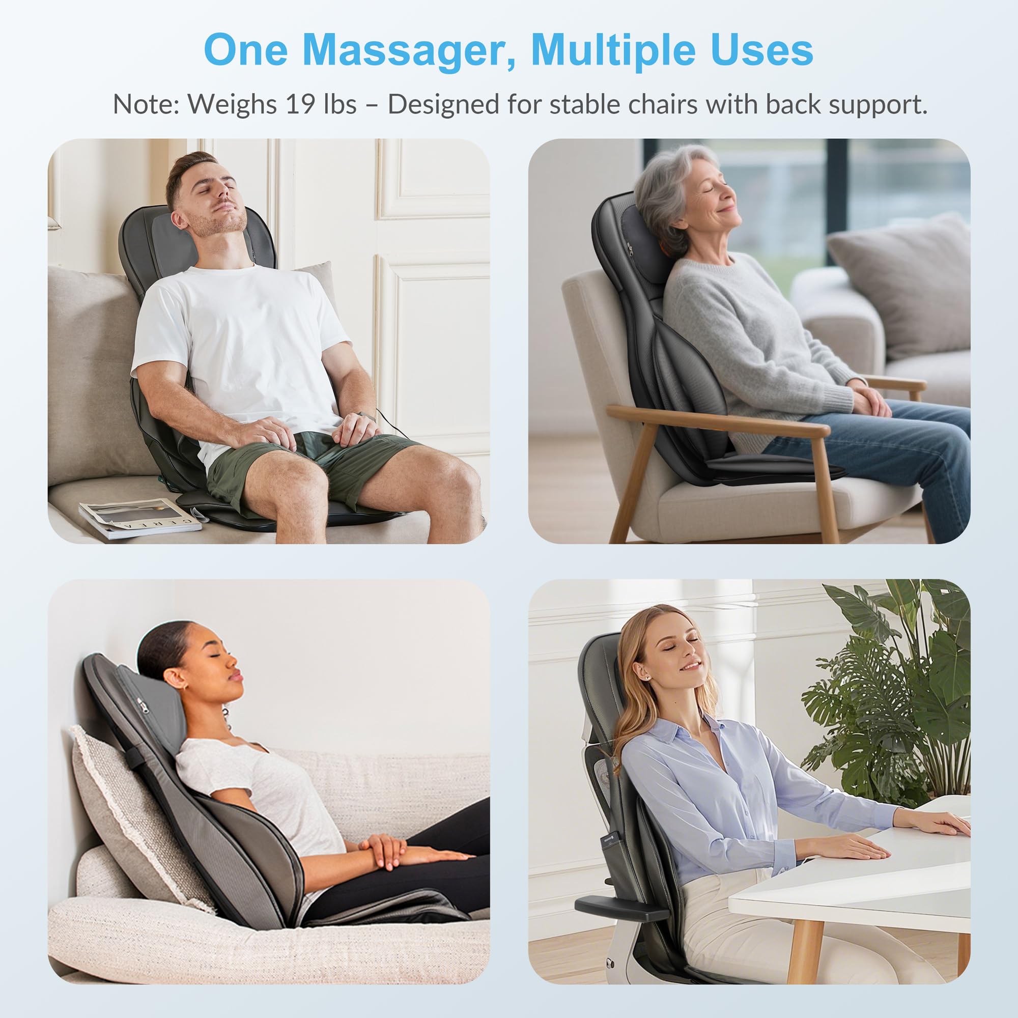 Comfier massager chair strap-on setup for any chair