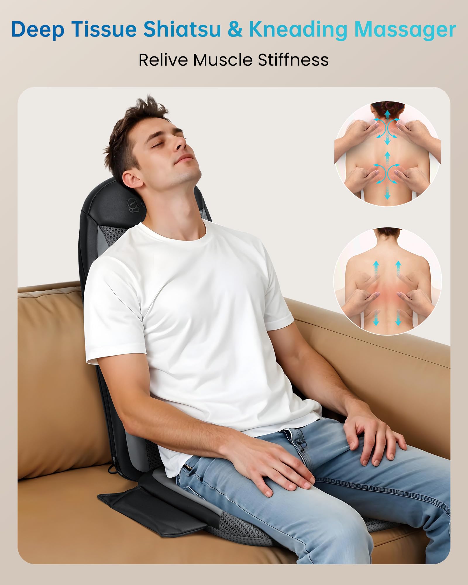 COMFIER neck and back massage nodes adjusted for personalized comfort.