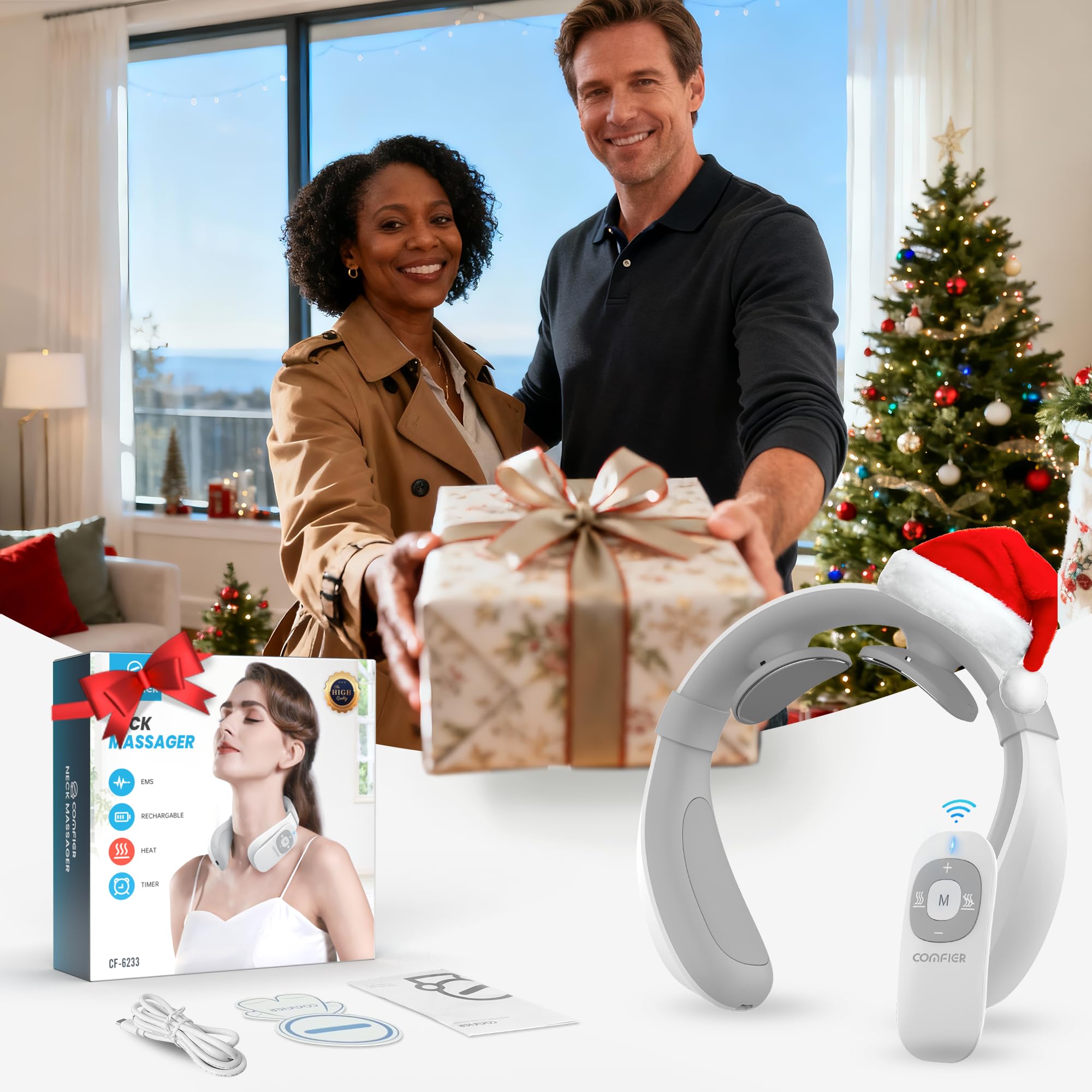 COMFIER neck massager size-adjustment arms ensure comfortable contact