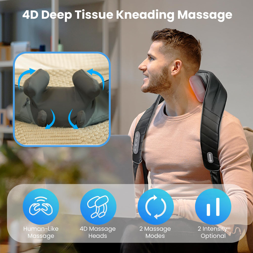 COMFIER neck shoulder massager ergonomic design follows shoulders for comfort.