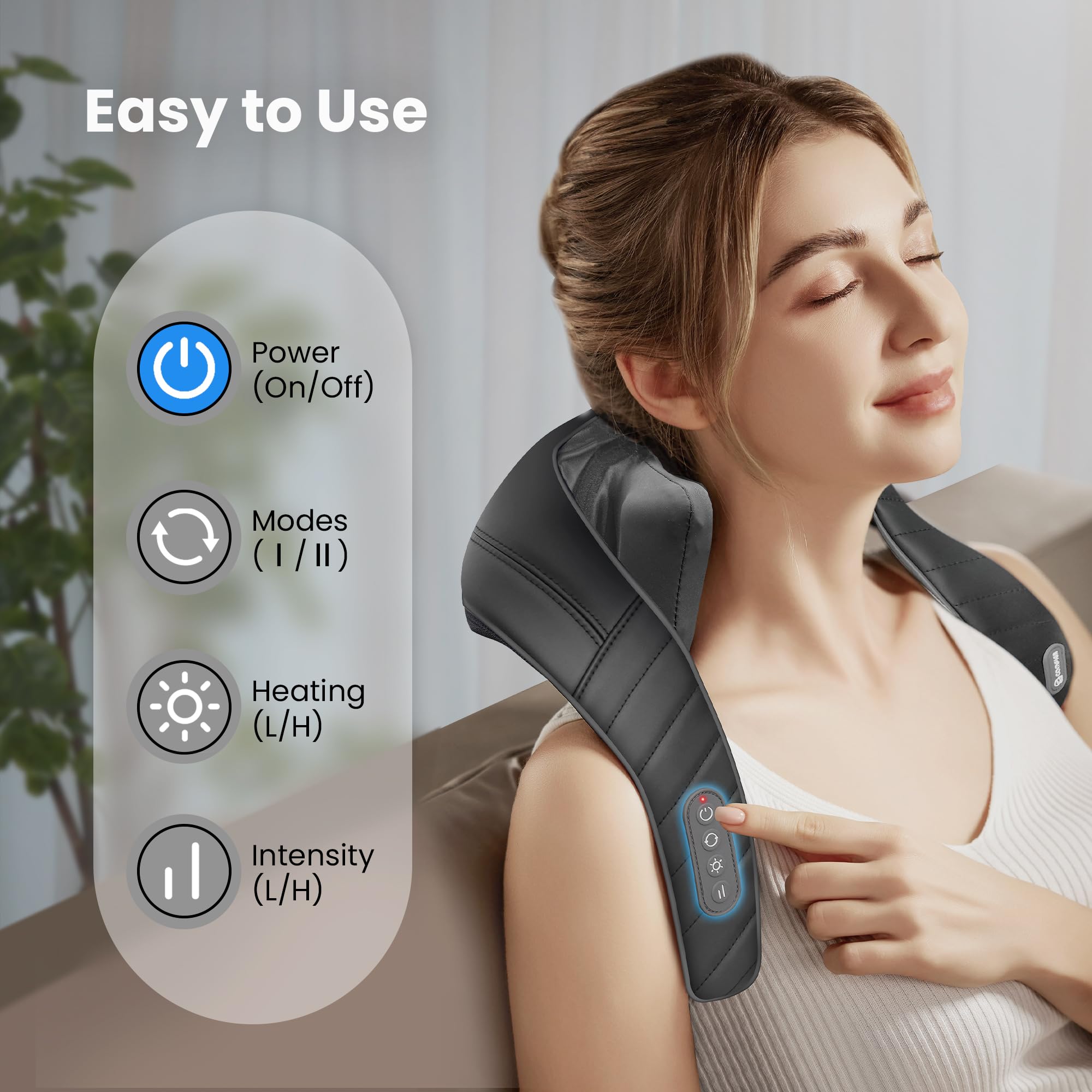 COMFIER portable massager with built in battery enables cord free sessions.