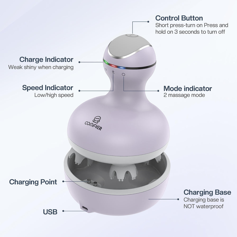 COMFIER massager with charging base provides cordless convenience.