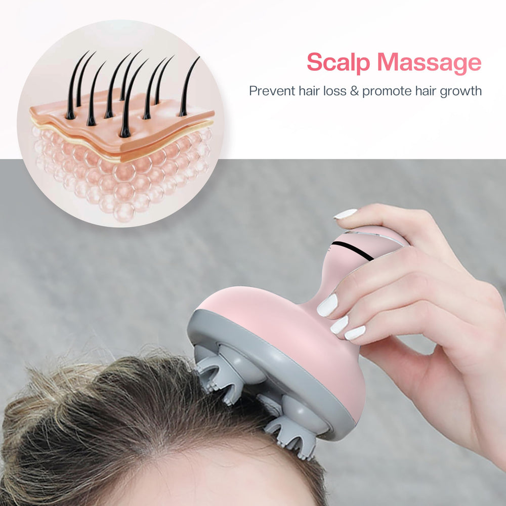 COMFIER jellyfish-head close-up shows 28 massage nodes for targeted relief.