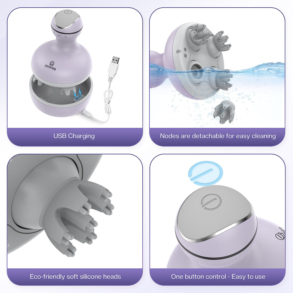 COMFIER scalp massager rotating heads deliver multi-direction relief.
