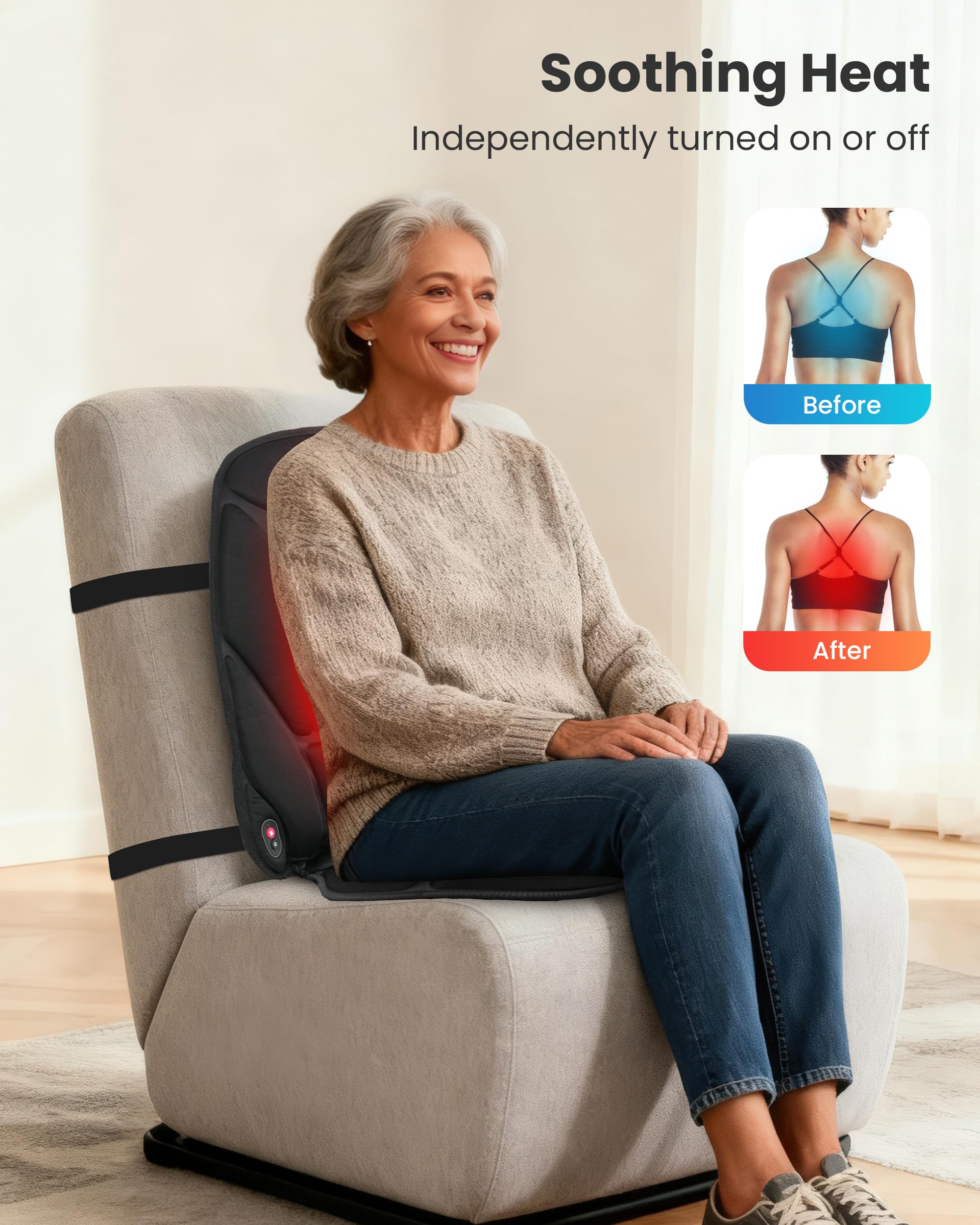 Soft seat warmer design adds comfort during cold days.