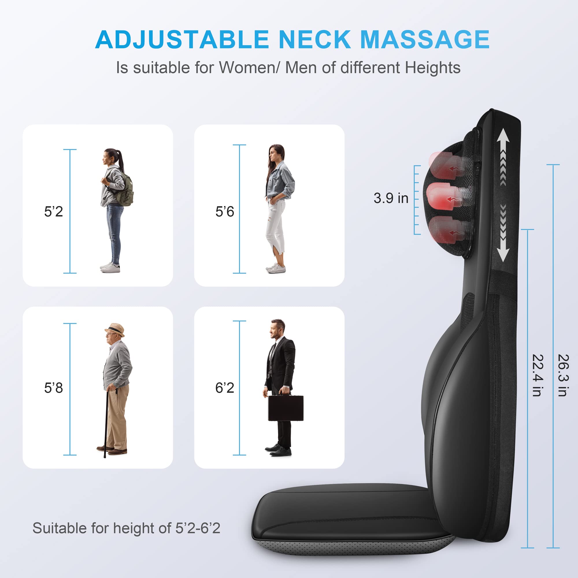 COMFIER back massager with heat on during a session.