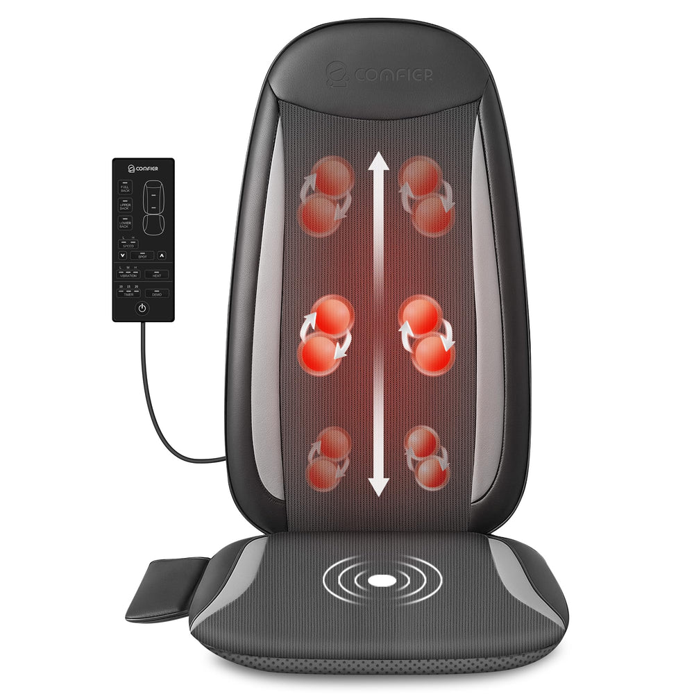 COMFIER shiatsu back massager with heat on a chair for upper back relief.