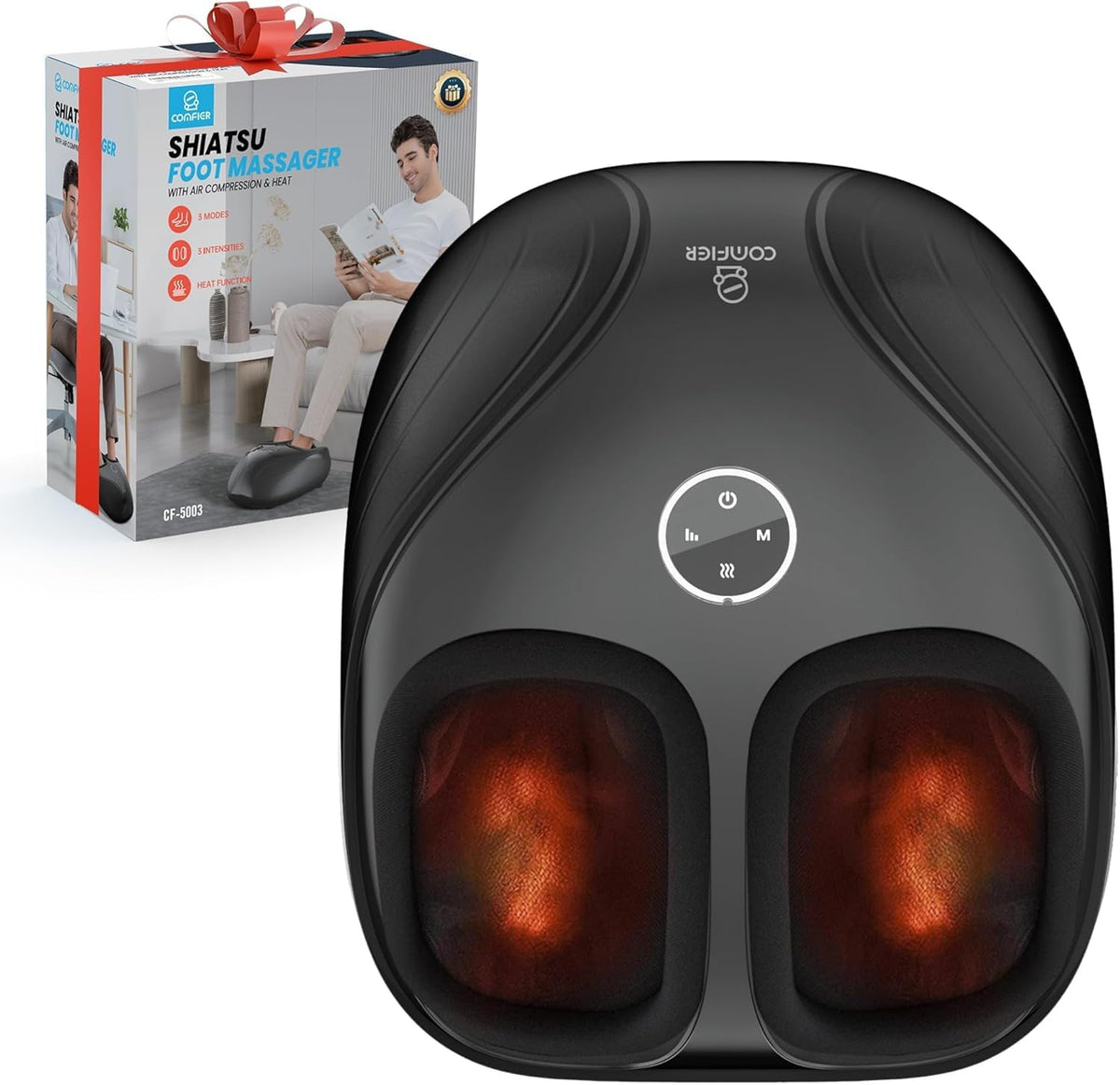 COMFIER Shiatsu Feet Massager front view with heated kneading for relaxing feet after work