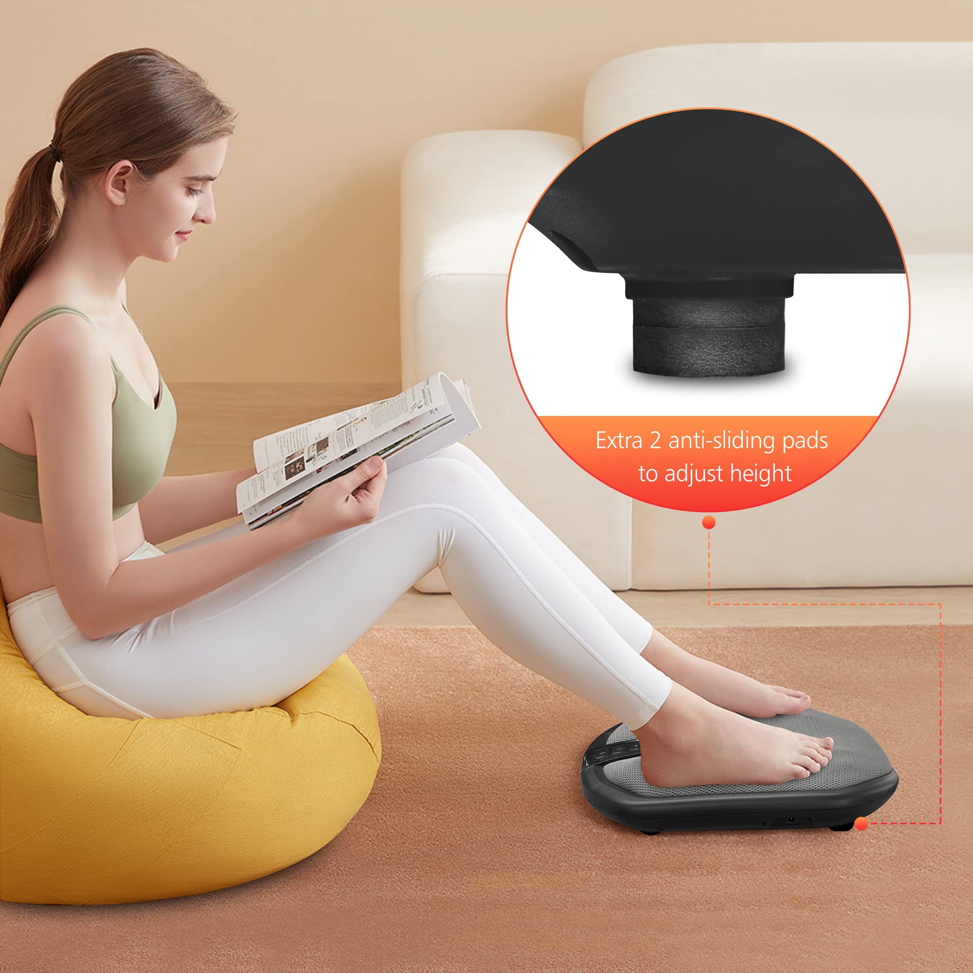COMFIER back massage capability shown while user rests feet