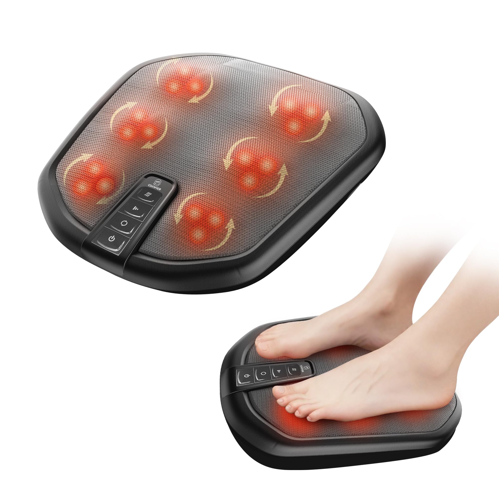 COMFIER Shiatsu Foot Massager front view showing wide platform for different foot sizes