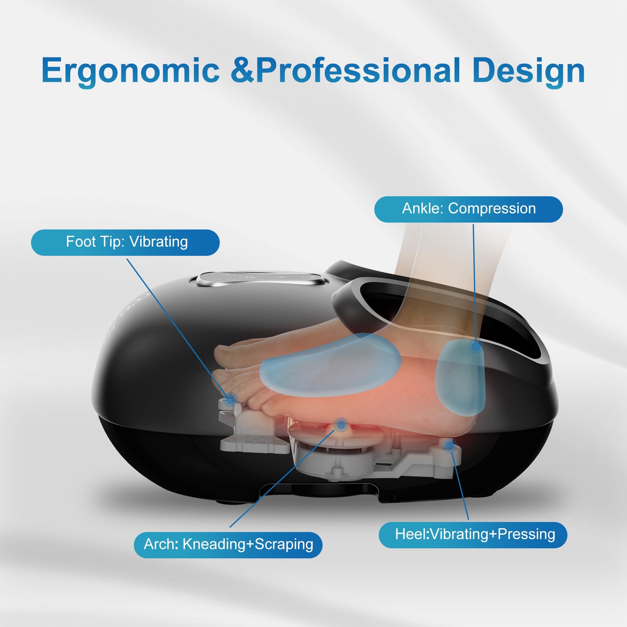 Heat function on the COMFIER massager reaches up to 131F for warming comfort.