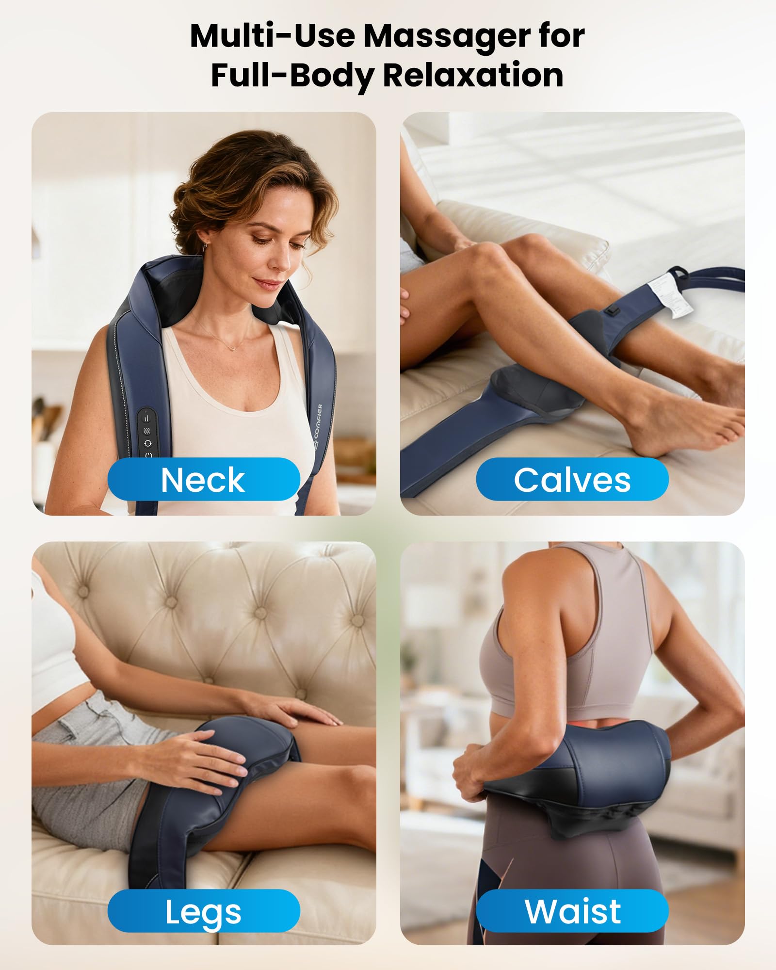 COMFIER neck massager offers wide coverage for neck and shoulders