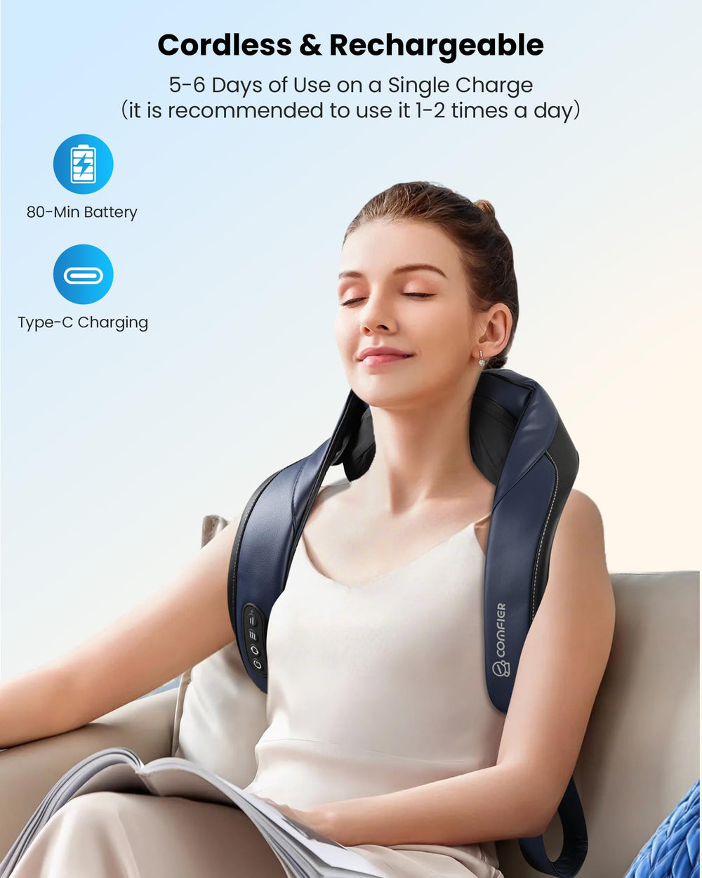 COMFIER offers two wearing modes: hands-free back buckle for effortless use