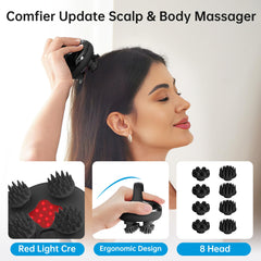 COMFIER silicone heads provide 360-degree kneading for thorough scalp massage.